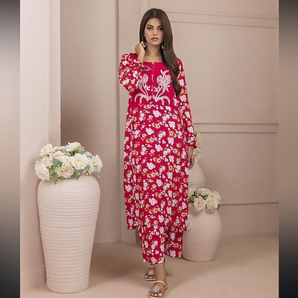 HINA MIRZA PAKISTANI DESIGNER FLORAL DRESS 2 PIECE